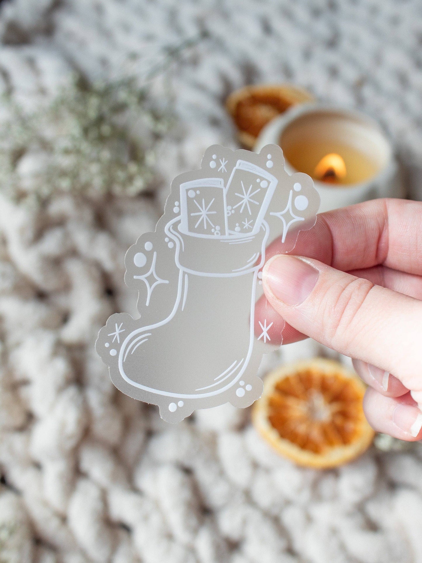 Book Filled Stocking Vinyl Sticker | Christmas