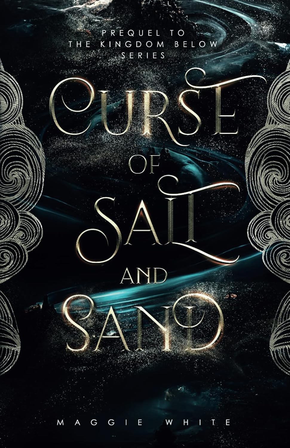 Book cover of 'Curse of Salt and Sand' by Maggie White, featuring dark and mystical design.