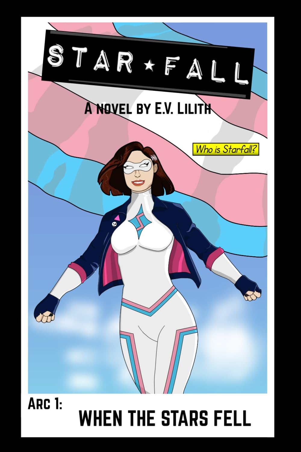 Book cover of 'Star Fall' by E.V. Lilith with a character in a futuristic suit against a colorful background.