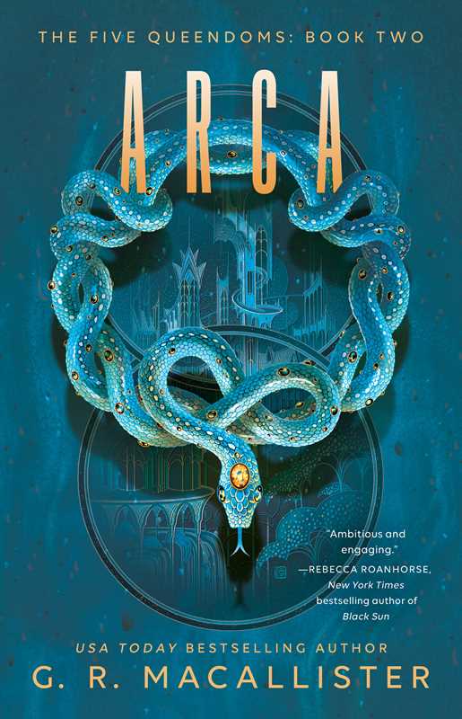 Book cover of 'Arca' with a snake design and title text on a blue background