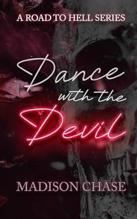 Book cover for 'Dance with the Devil' featuring text in pink over a dark, grainy image of a cityscape.