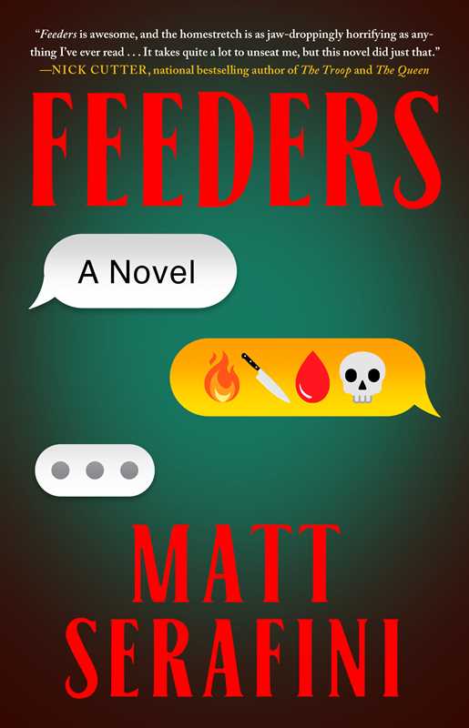 Book cover of 'Feeders' by Matt Serafini with a dark green background and red text.