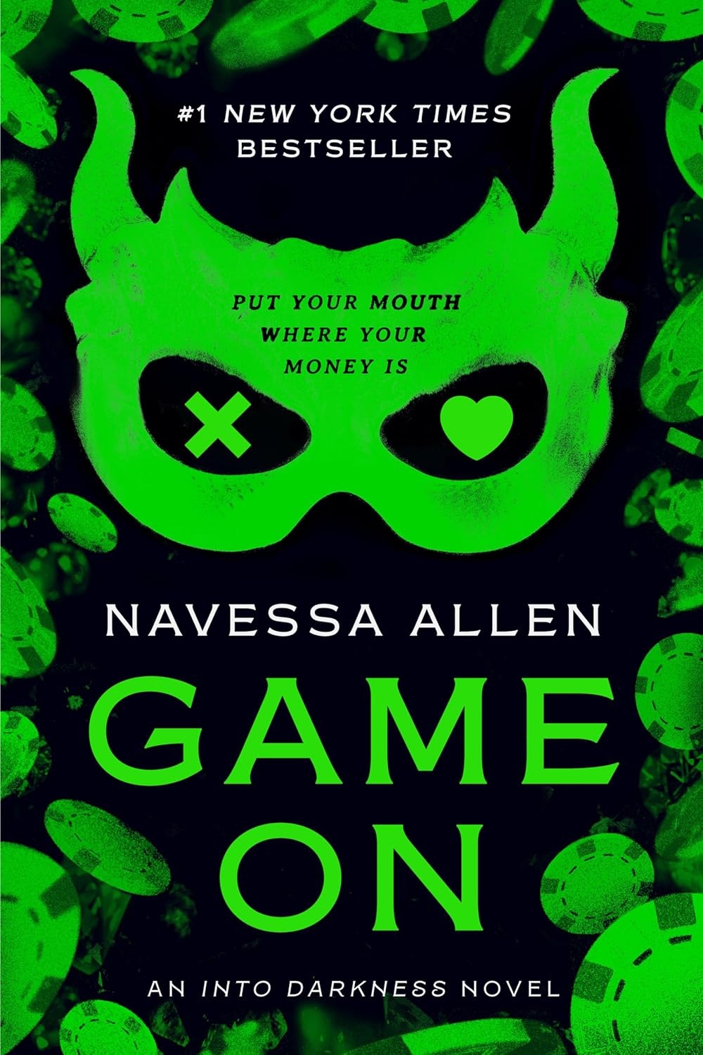 Book cover of 'Game On' by Navessa Allen with a green mask design and text on a dark background.