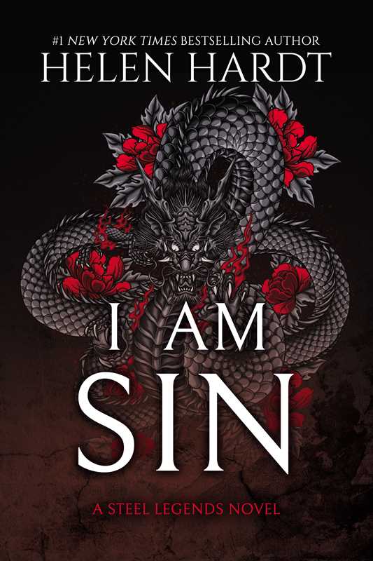 Book cover of 'I Am Sin' by Helen Hardt featuring a dragon and roses on a dark background.