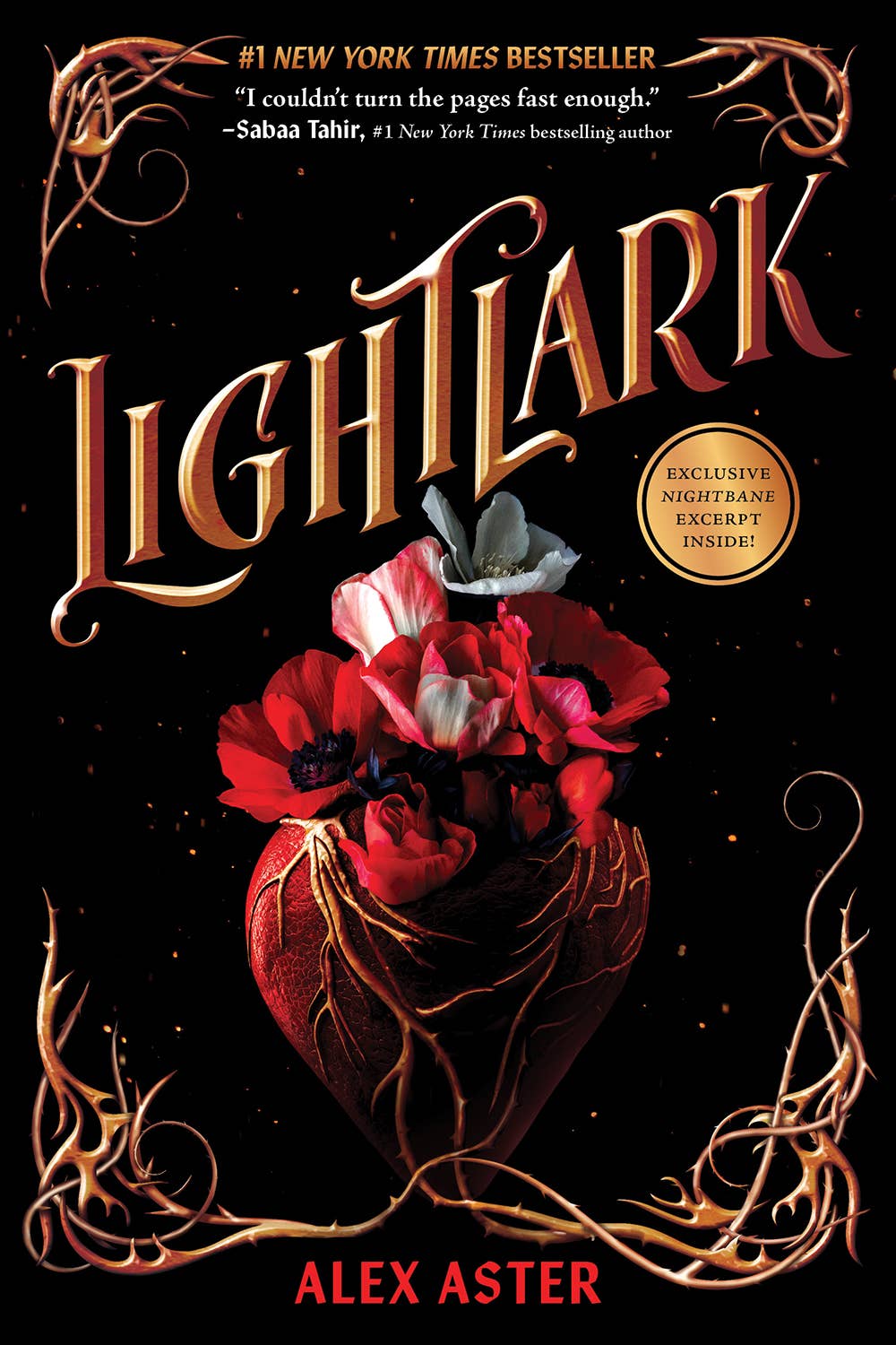 Book cover of 'Lightrark' by Alex Aster with floral design and decorative text.