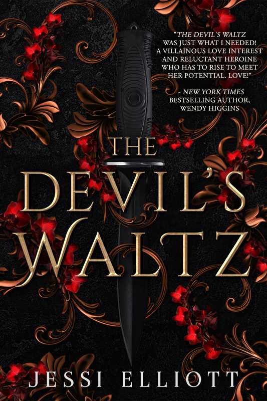 Book cover of 'The Devil's Waltz' with decorative elements and a knife.