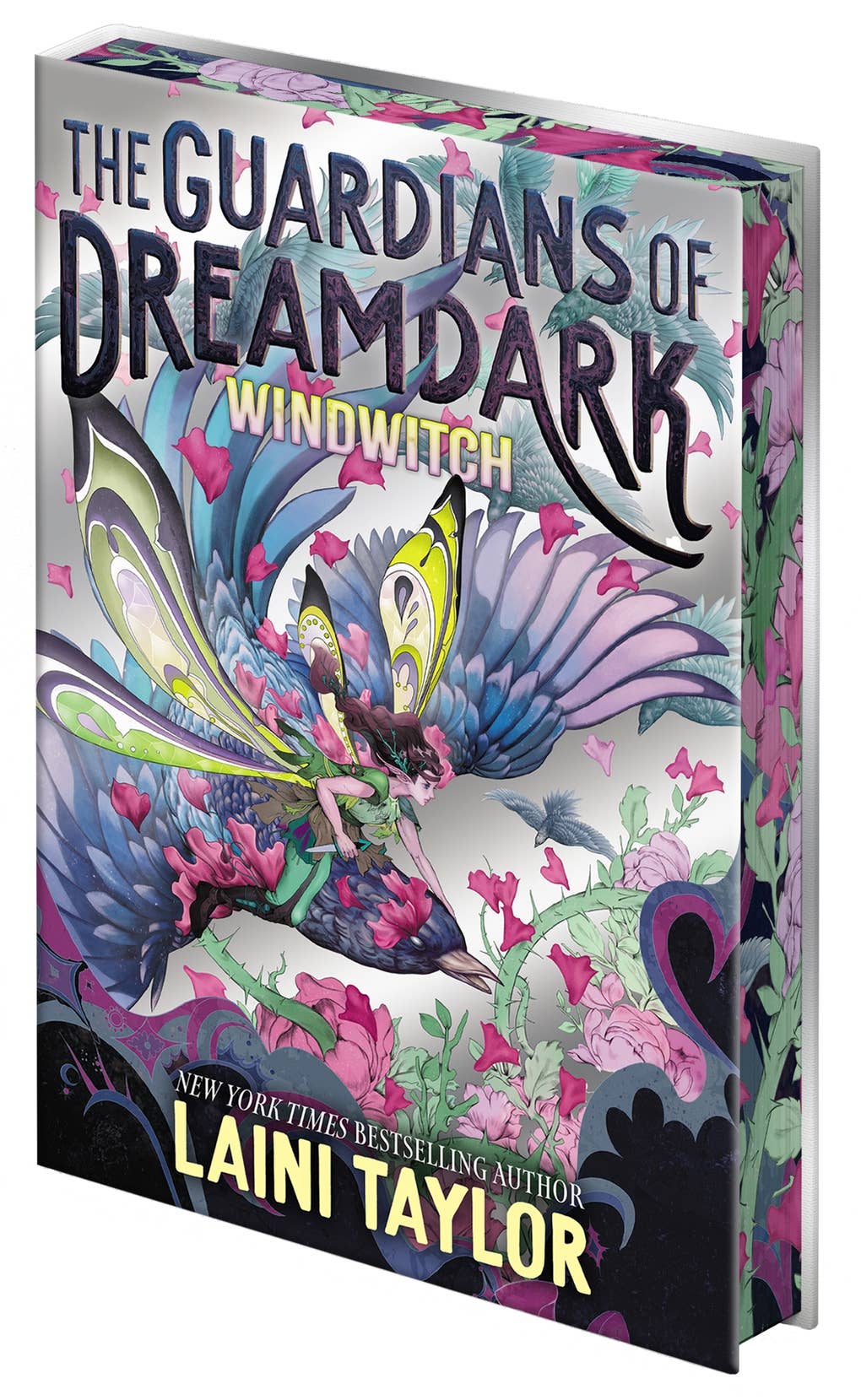 Book cover of 'The Guardians of Dreamdark: Windwitch' by Laini Taylor with colorful design and butterfly illustration.