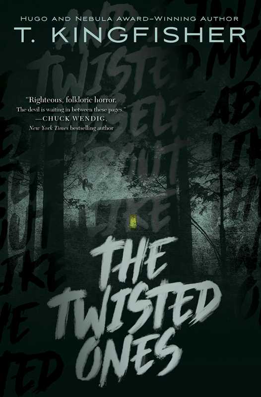 Book cover of 'The Twisted Ones' with a dark forest and glowing yellow light.