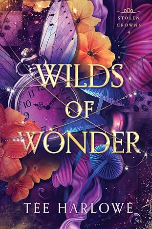 Book cover of 'Wolds of Wonder' with flowers and clock design