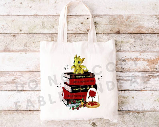 Dragon Bookstack Book Inspired Tote Bag