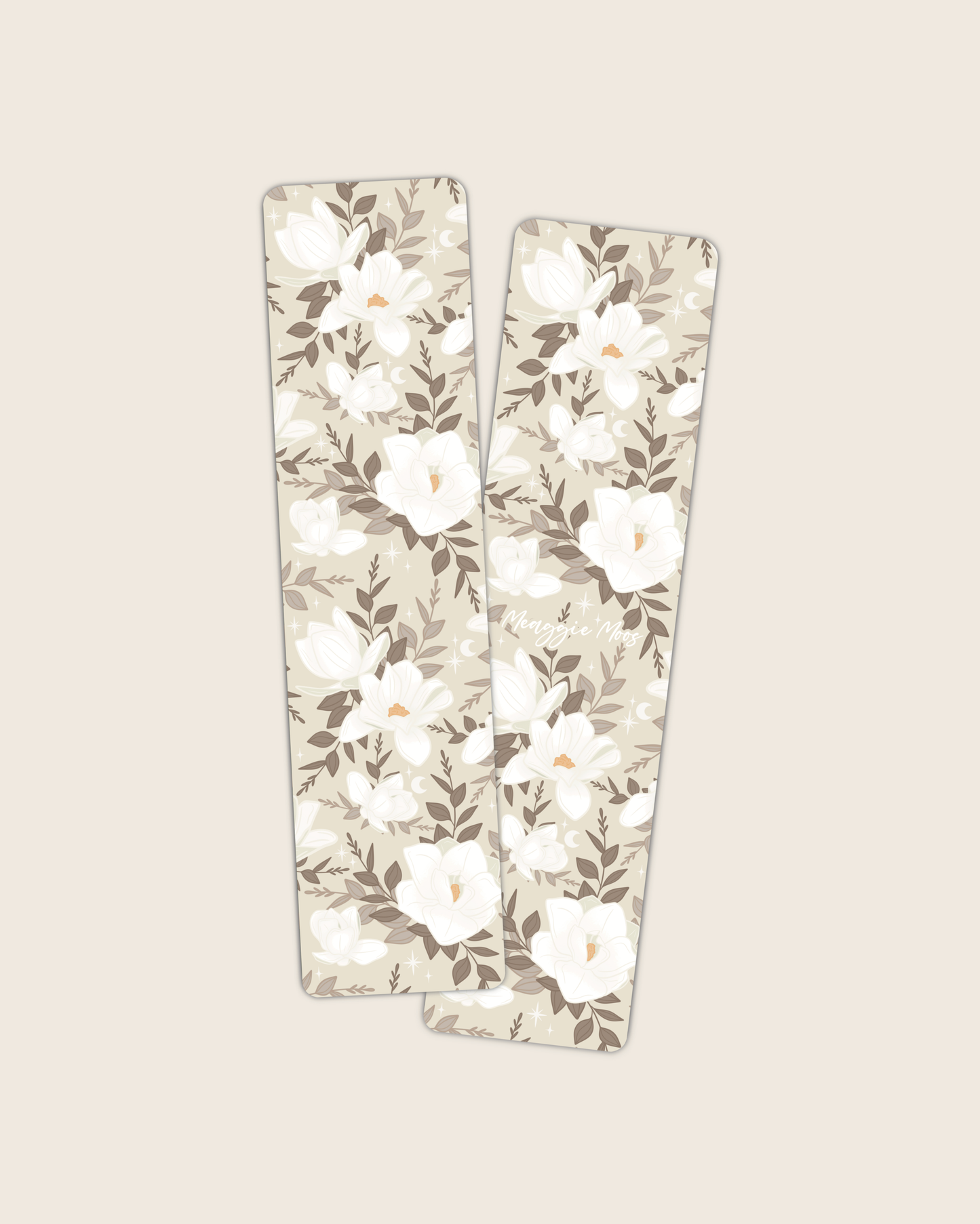 Neutral Magnolias 2x8 Bookmark | Floral Spring Bookmark